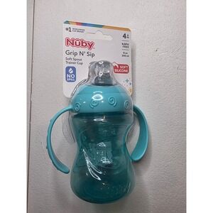 Nuby Grip N Sip Soft Spout Trainer Cup 8oz No Spill Teal Blue BPA Free 4m+